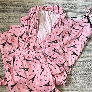 Pink Eiffel Tower Print Sleepwear Set